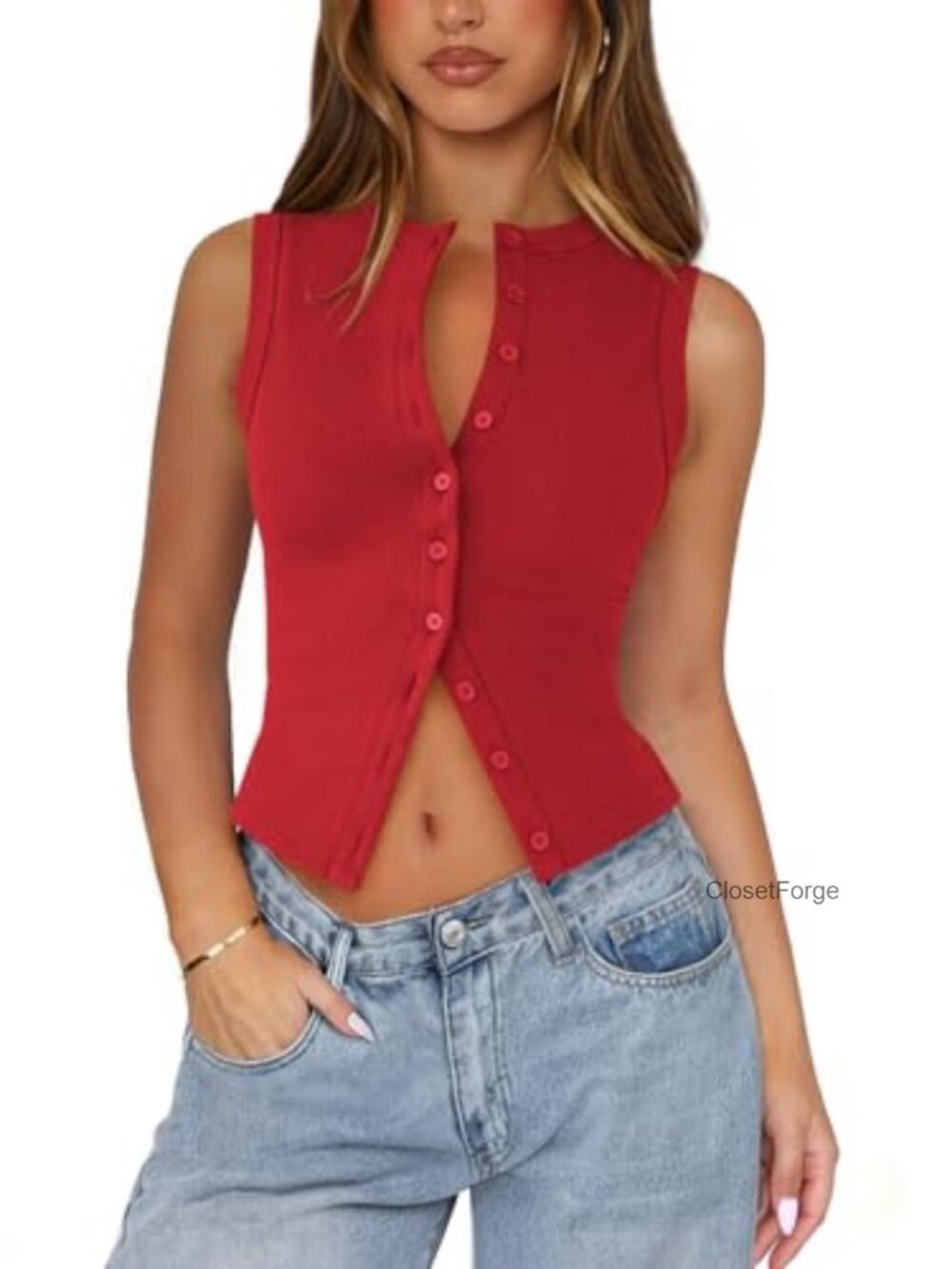Ribbed Button Down Tank Tops for Women Going Out Top
